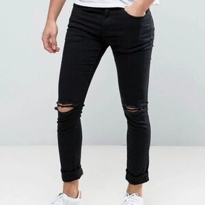 3/$20 New Look Skinny High Rise Jeans Ripped Knee 5-Pocket Denim